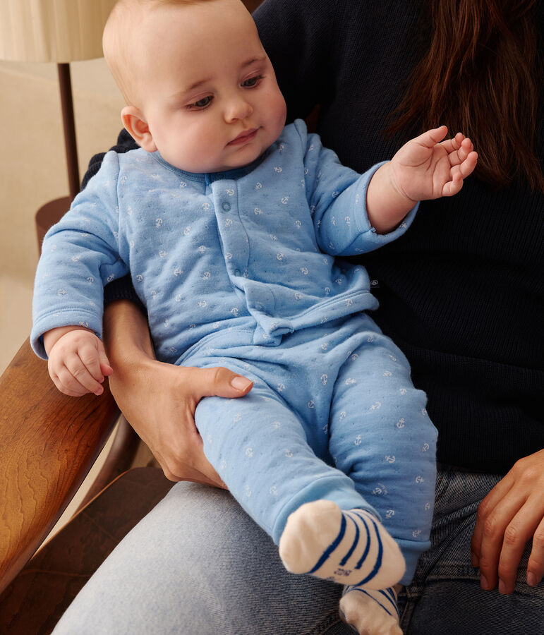 2-teiliges Baby-Set aus Baumwolle blau/weiss