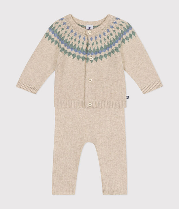 2-teiliges Baby-Strickset naturfarben/vielfarbig