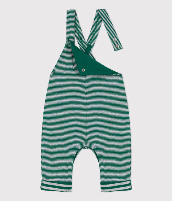 Lange Baby-Latzhose aus Doppeljersey mit Ringelstreifen EVERGREEN/ FUMEE
