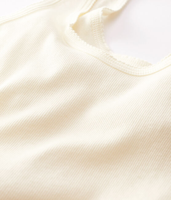 Damen-Tanktop aus Wolle und Baumwolle weiss MARSHMALLOW