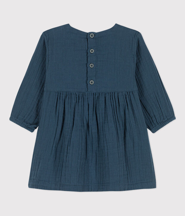 Lang&auml;rmeliges Babykleid aus Musselin grau