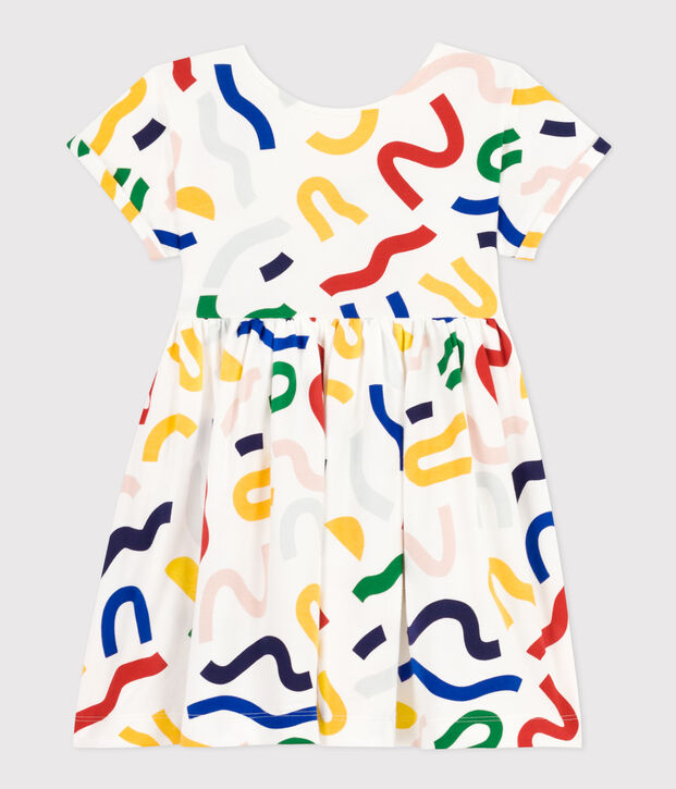 Kurz&auml;rmeliges Kleid mit Printmotiv aus Baumwolle Kinder/M&auml;dchen weiss/vielfarbig