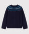 Kinder-Cardigan aus Wolle und Baumwolle für Mädchen blau SMOKING/weiss MULTICO