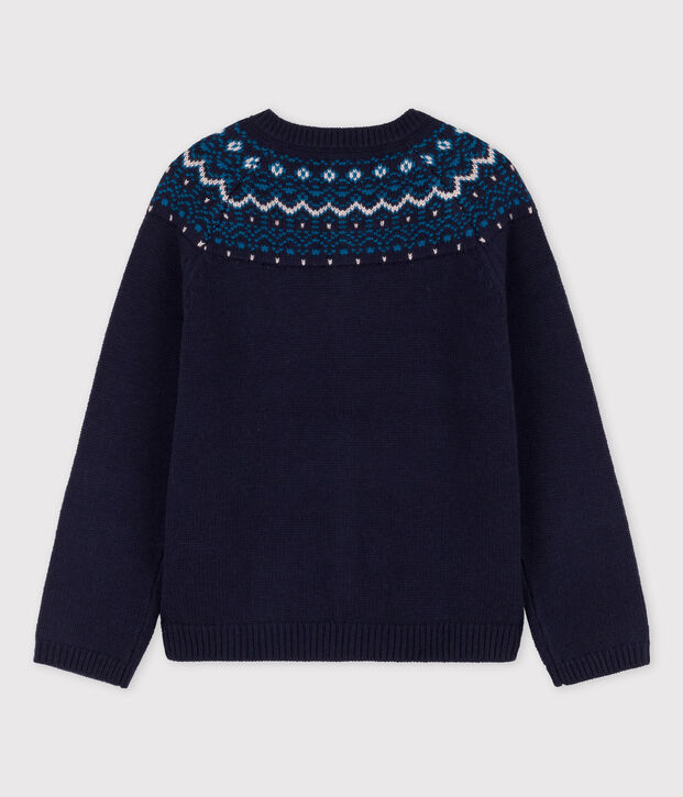 Kinder-Cardigan aus Wolle und Baumwolle f&uuml;r M&auml;dchen blau/vielfarbig