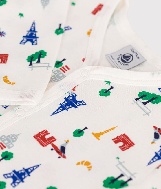 Baby-Strampler aus Baumwolle mit Paris-Printmotiv weiss MARSHMALLOW/weiss MULTICO
