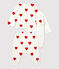 Dreiteiliges Baby-Set aus Bio-Baumwolle mit rotem Herzmuster weiss MARSHMALLOW/rot TERKUIT