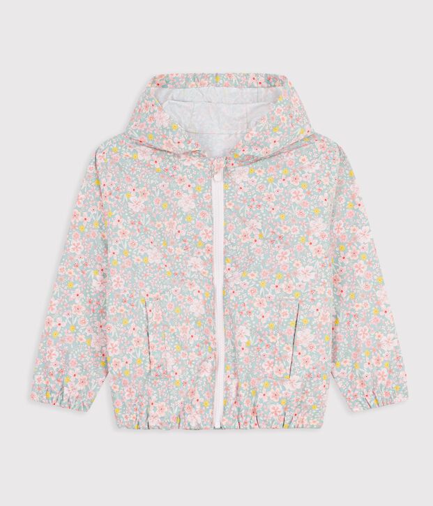 Kinder-Windjacke mit Blumenmuster blau/vielfarbig