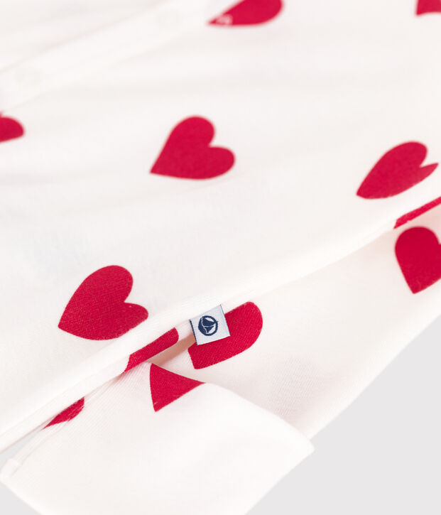 Baby-Kombi-Overall aus Baumwolle mit roten Herzen weiss/rot