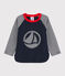 Colorblock-Baby-T-Shirt für Jungen blau SMOKING/weiss MARSHMALLOW