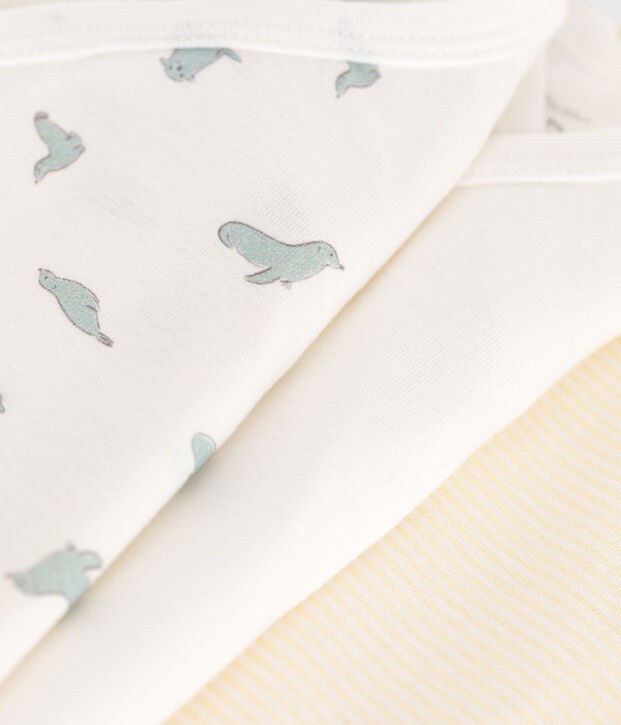 3er-Set kurz&auml;rmelige Wickelbodys aus bedruckter Baumwolle vielfarbig