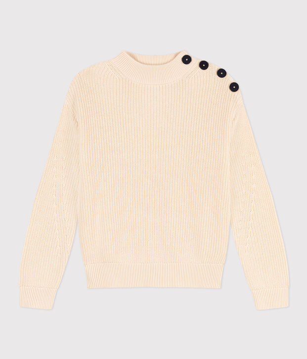 Damenpullover aus Baumwolle mit Patentmuster naturfarben
