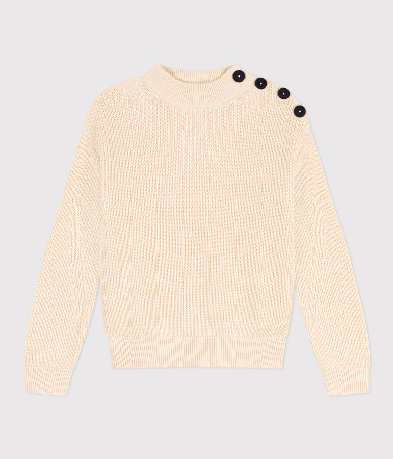 Damenpullover aus Baumwolle mit Patentmuster naturfarben