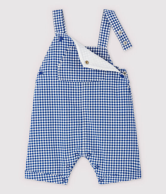 Kurze Baby-Latzhose aus Cotton Rich-Material für Jungen blau SURF/weiss MARSHMALLOW