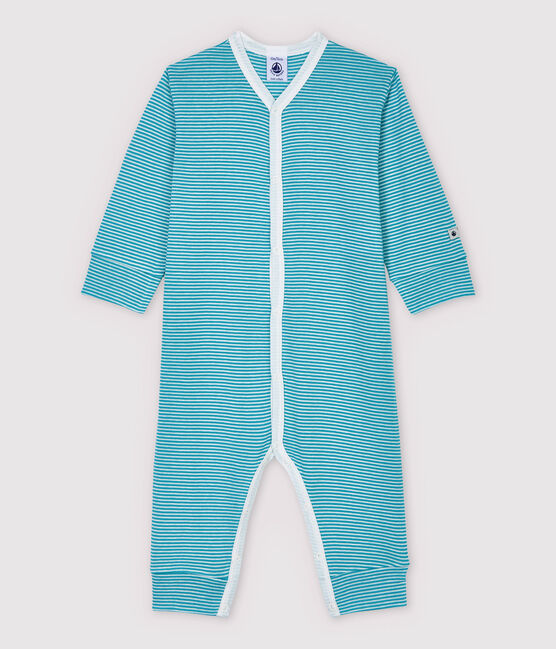 Strampler aus Baumwolle und Lyocell, mit Streifen-Design blau MIROIR/weiss MARSHMALLOW