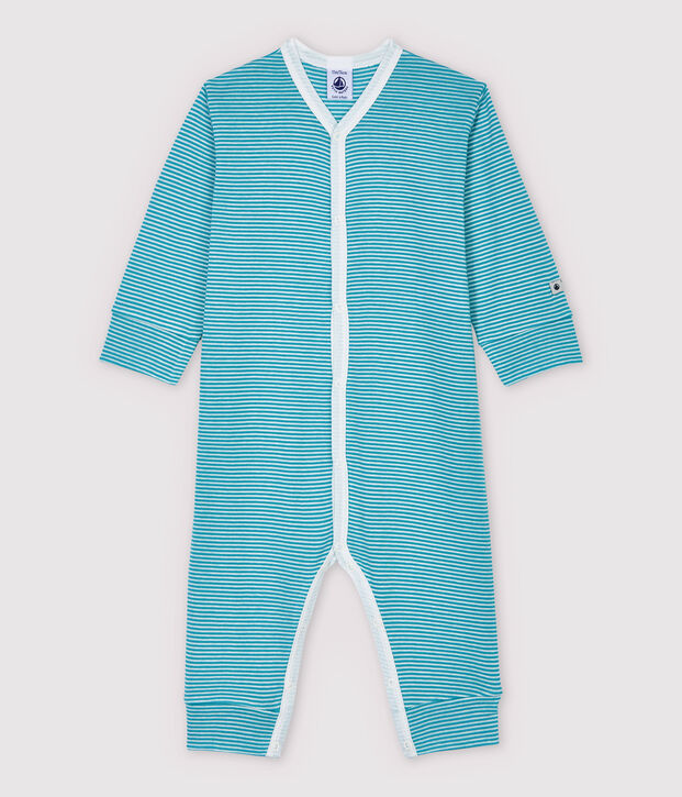 Strampler aus Baumwolle und Lyocell, mit Streifen-Design blau/weiss