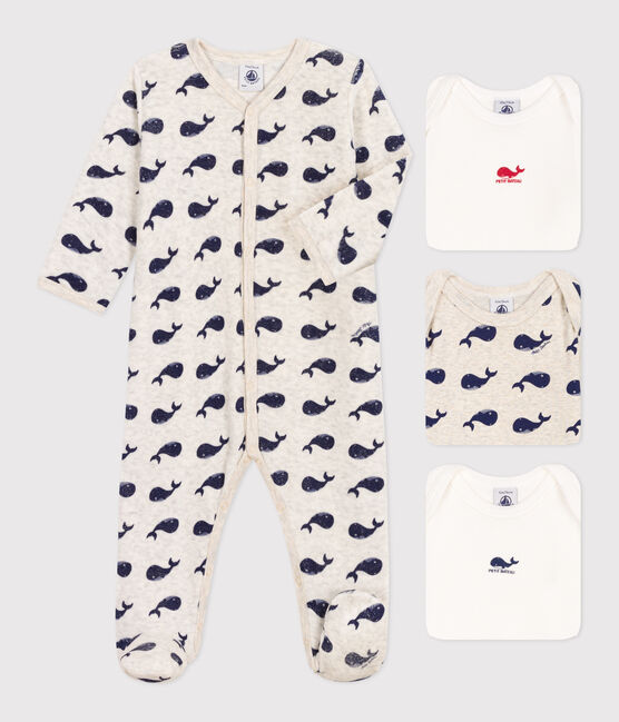 Baby-Geschenkset aus 1 Strampler und 3 Bodys mit Walmotiv variante 1