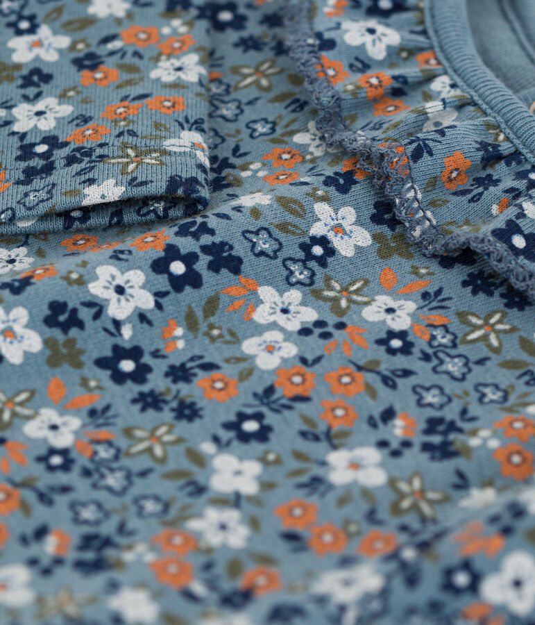 Lang&auml;rmeliger gebl&uuml;mter Baby-Body aus Baumwolle mit R&uuml;schenkragen blau/vielfarbig