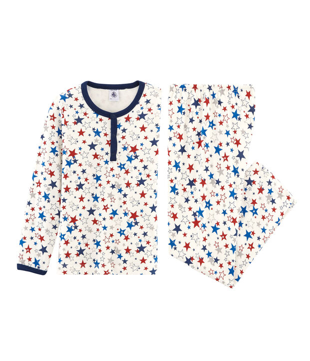 Pyjama aus Doppeljersey f&uuml;r kleine Jungen weiss/vielfarbig
