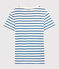 T-Shirt L’ICONIQUE mit rundem Ausschnitt aus Bio-Baumwolle für Damen weiss MARSHMALLOW/blau DELFT