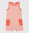 Gestreifter Baby-Kurzoverall aus Rippstrick für Jungen orange OURSIN/weiss MARSHMALLOW