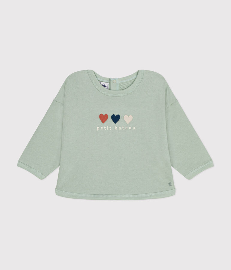 Baby-Sweatshirt aus Molton gr&uuml;n