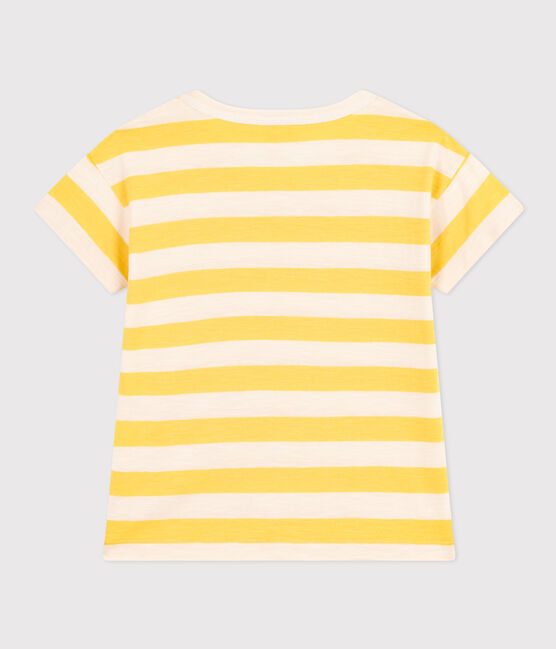 Gestreiftes Jungen-T-Shirt aus geflammtem Jersey gelb NECTAR/ AVALANCHE