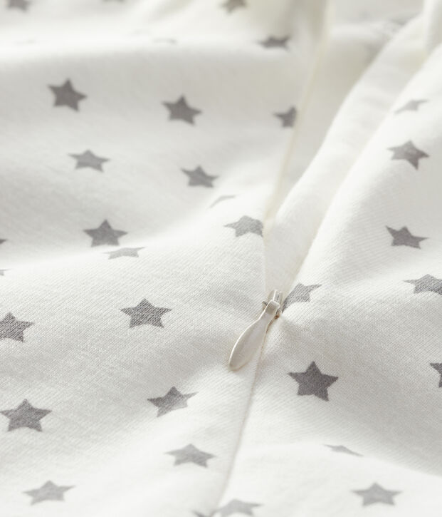 Baby-Strampler mit Sternenmuster aus Rippstrick weiss/grau