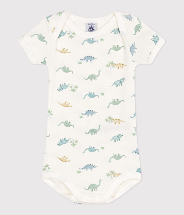 Kurz&auml;rmeliger Baby-Body aus Baumwolle mit Print weiss/vielfarbig