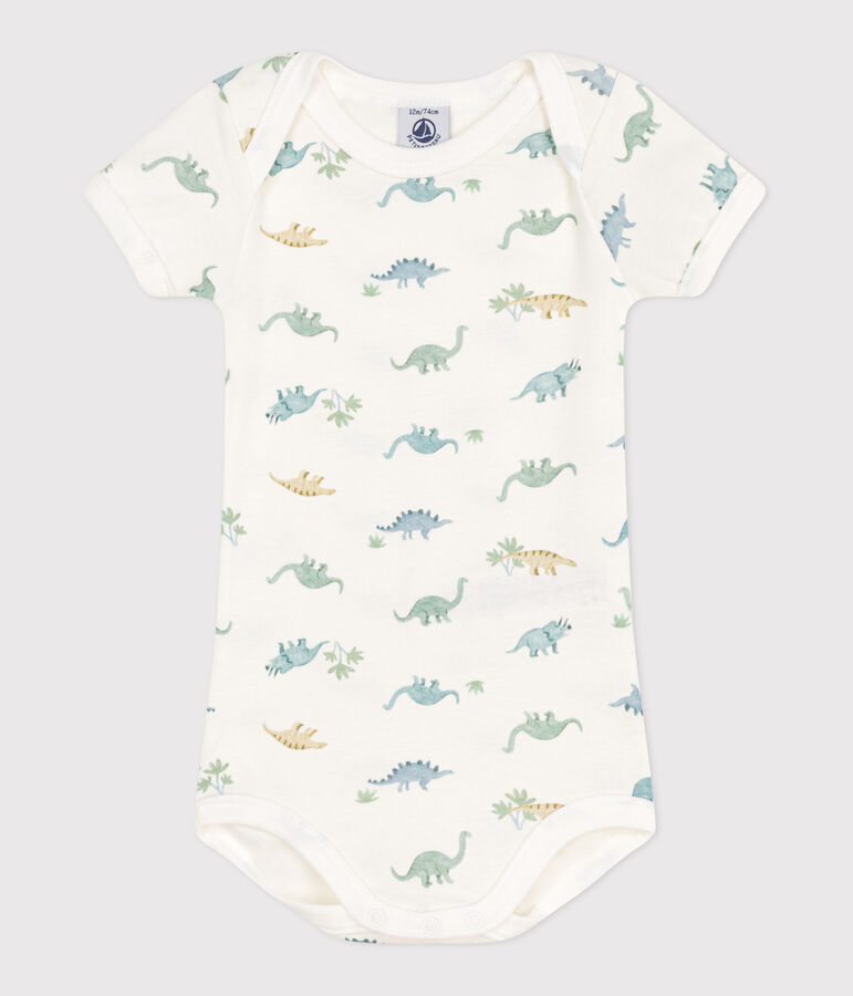 Kurz&auml;rmeliger Baby-Body aus Baumwolle mit Print weiss/vielfarbig