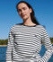 Langärmeliges Damen-Streifenshirt "Marinière" aus Baumwolle weiss MARSHMALLOW/blau SMOKING