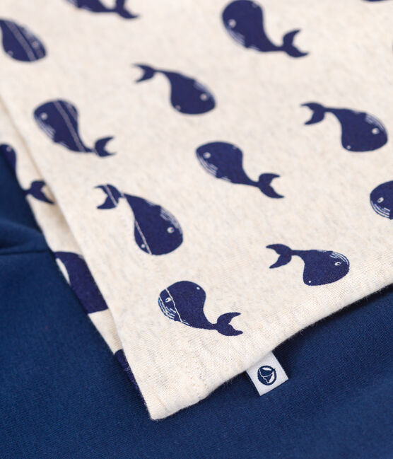 Kinder-Kurzpyjama aus Baumwolle mit Walmotiv blau MEDIEVAL/weiss MULTICO