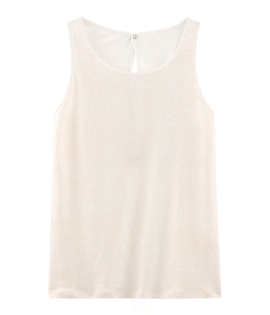 Schillerndes damen tanktop aus leinen weiss MARSHMALLOW/rosa COPPER