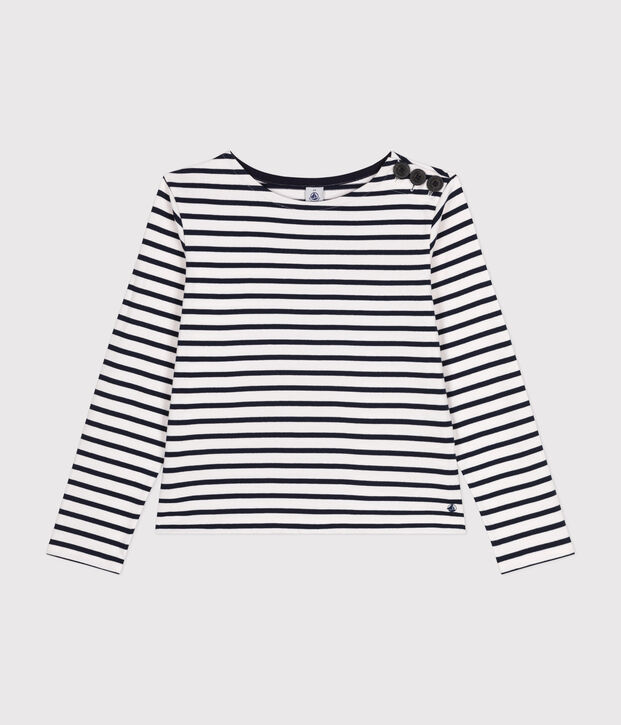 Gekn&ouml;pftes Matrosenshirt aus Baumwolle Damen weiss/blau