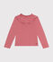 Langärmeliges Kinder-T-Shirt aus Rippstrick für Mädchen rosa ROSEWOOD