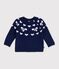 Baby-Pullover aus Wolle und Baumwolle mit Schleifenmotiv blau/naturfarben