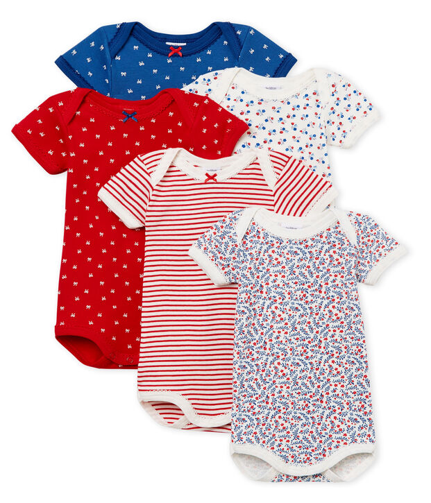 5er-Set kurz&auml;rmelige Baby-Bodys f&uuml;r M&auml;dchen vielfarbig