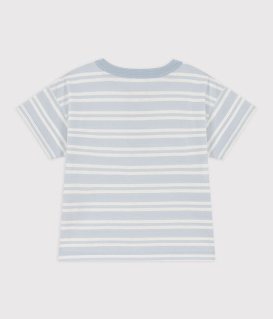 Kurzärmeliges Baby-T-Shirt aus gestreiftem Jersey. GOMME/ MARSHMALLOW