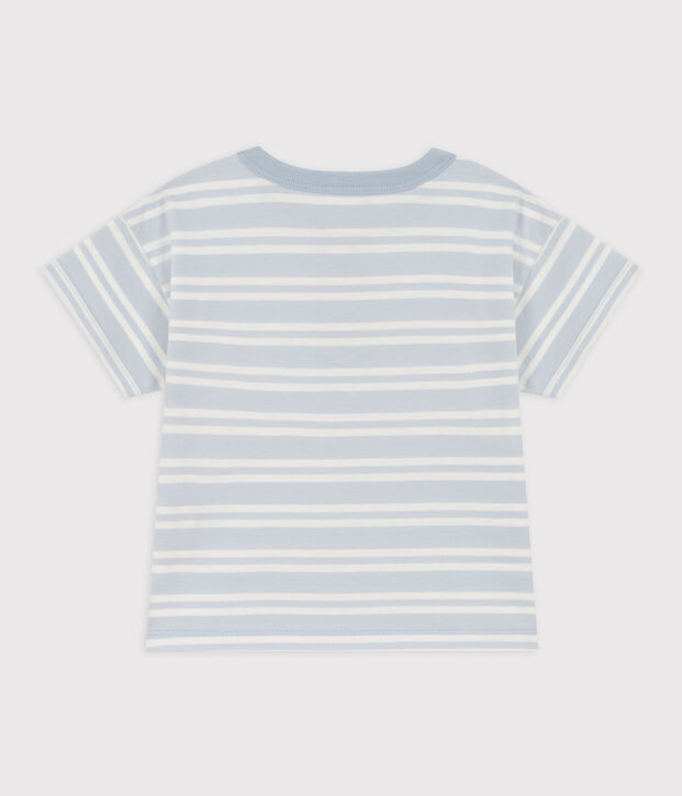 Kurz&auml;rmeliges Baby-T-Shirt aus gestreiftem Jersey. blau/weiss