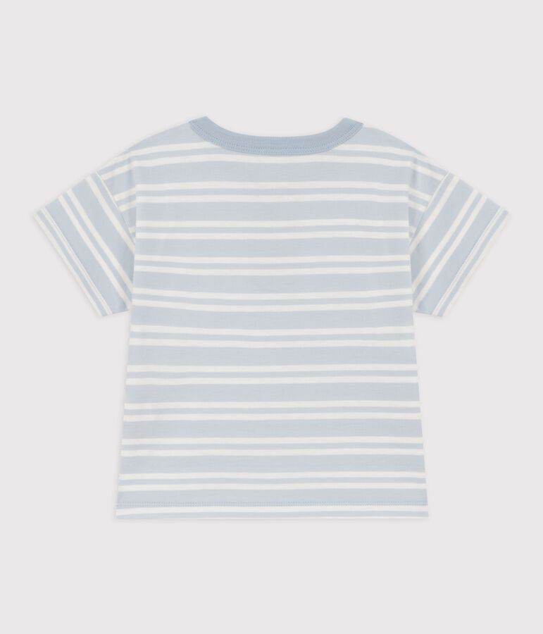 Kurz&auml;rmeliges Baby-T-Shirt aus gestreiftem Jersey. blau/weiss