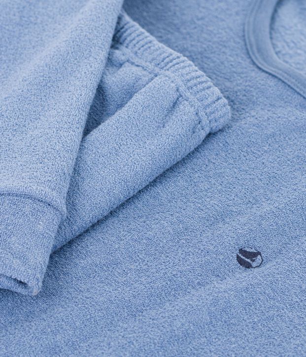 Kinder-Pyjama aus einfarbigem Baumwoll-Frottee blau