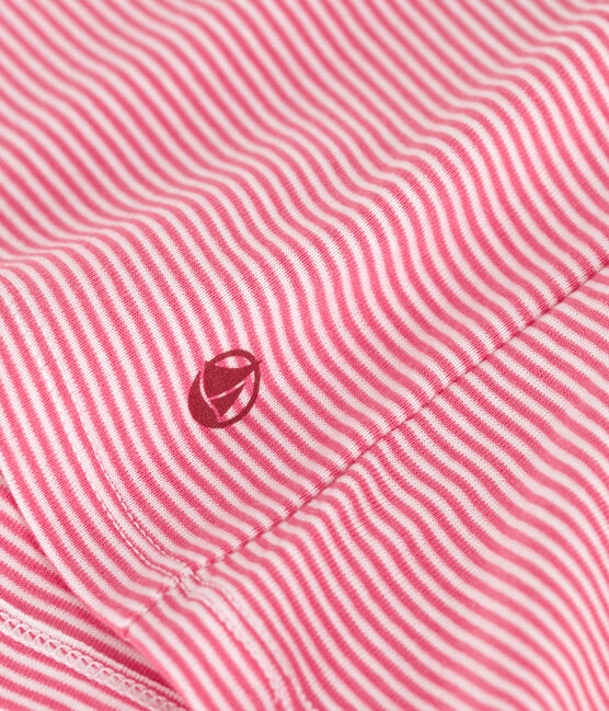 Damen-T-Shirt L'Iconique aus Baumwolle mit Streifen rosa PEONIA/ MARSHMALLOW