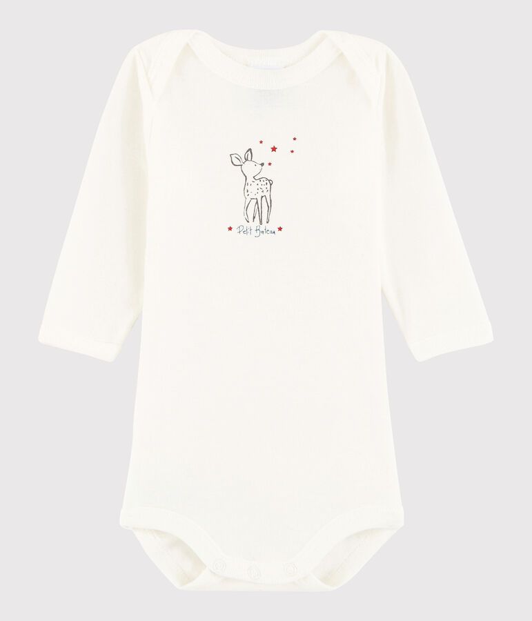 Lang&auml;rmeliger Baby-Body Jungen weiss Lait