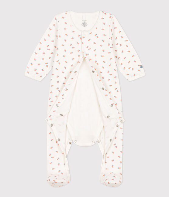 Baby-Bodyjama aus Doppeljersey mit Blumen weiss MARSHMALLOW/weiss MULTICO