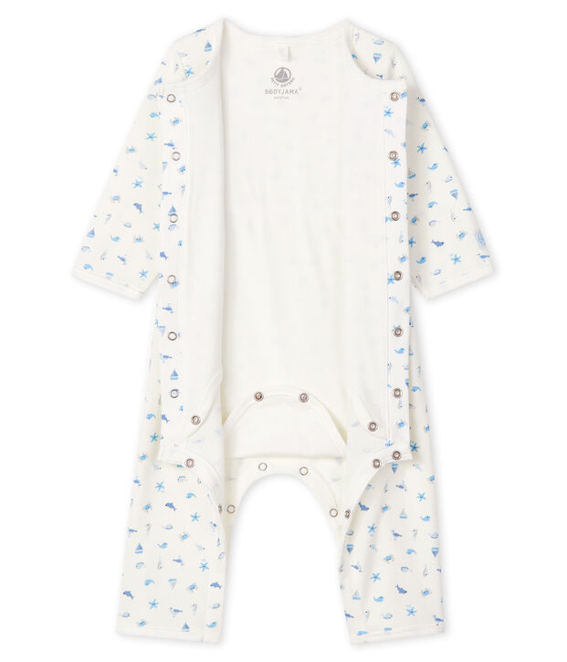 Bodyjama ohne F&uuml;&szlig;e aus Rippstrick f&uuml;r Babys weiss/vielfarbig