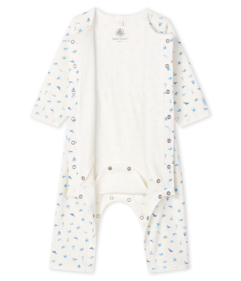 Bodyjama ohne F&uuml;&szlig;e aus Rippstrick f&uuml;r Babys weiss/vielfarbig