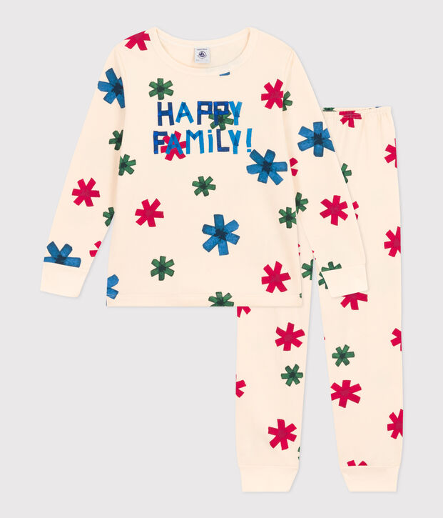 Kinderpyjama aus Molton mit Sternenmotiv naturfarben/vielfarbig