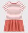 Kleid aus Bio-Baumwolljersey und -Musselinstoff für Mädchen weiss MARSHMALLOW/ PAPAYE