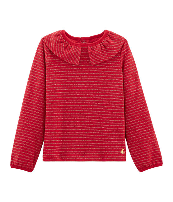 Langärmeliges Kinder-T-Shirt rot TERKUIT/gelb OR