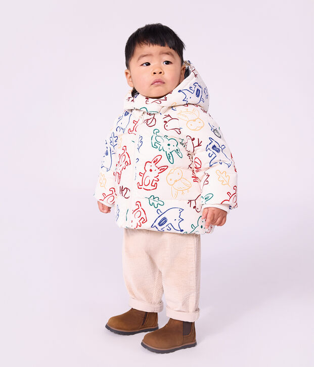 Baby-Winterjacke aus Polyester mit Tiermotiv naturfarben/vielfarbig