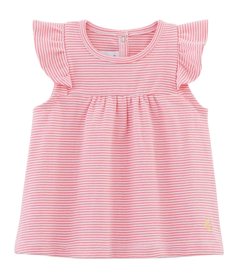 Gestreifte Baby-Bluse f&uuml;r M&auml;dchen rosa/weiss